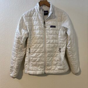 Patagonia Women's Nano Puff Jacket Size S Full Zip Zip Pockets Birch White